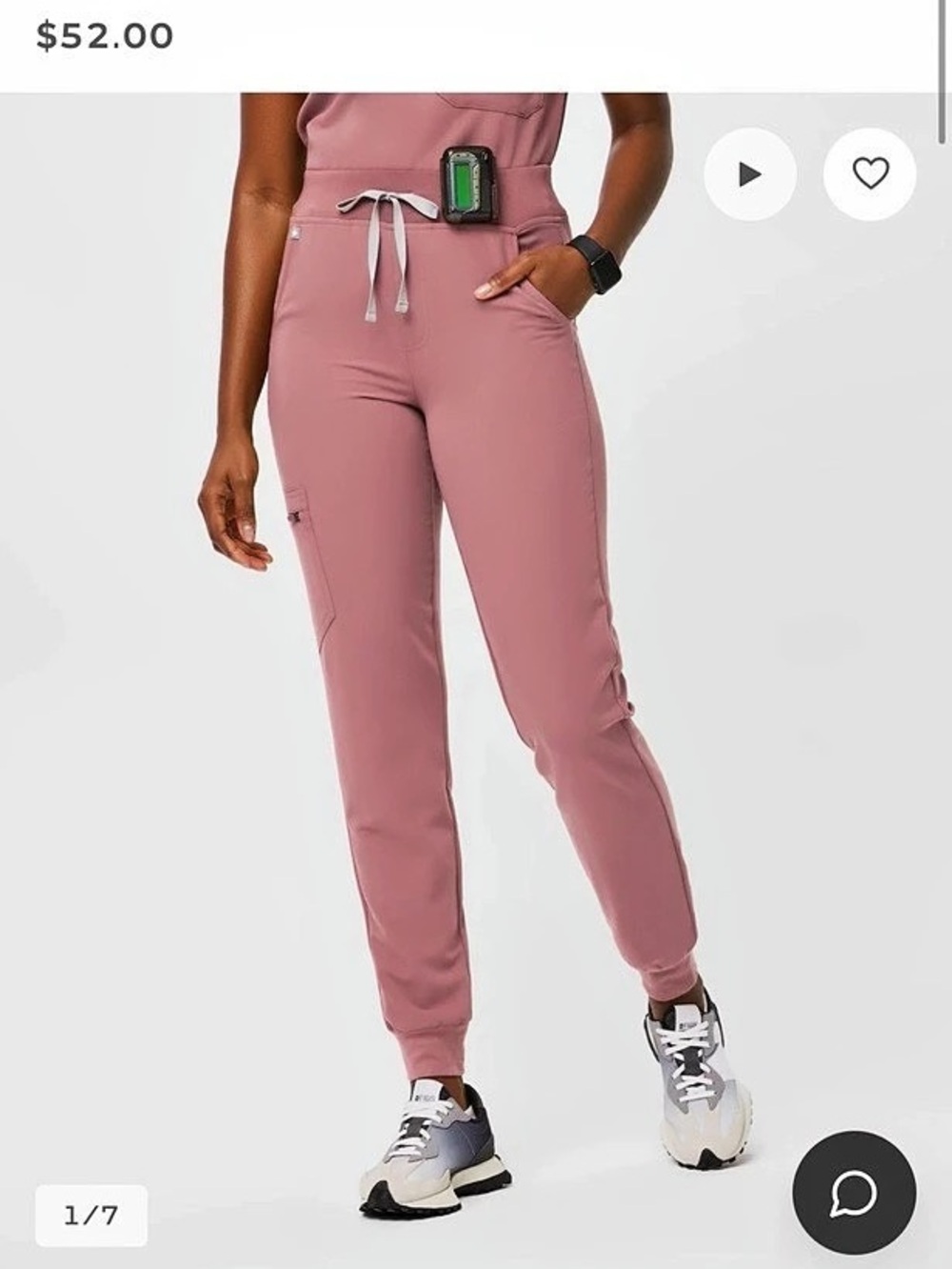 FIGS XLP Zamora High-Rise Jogger Scrub Pant in Mauve
